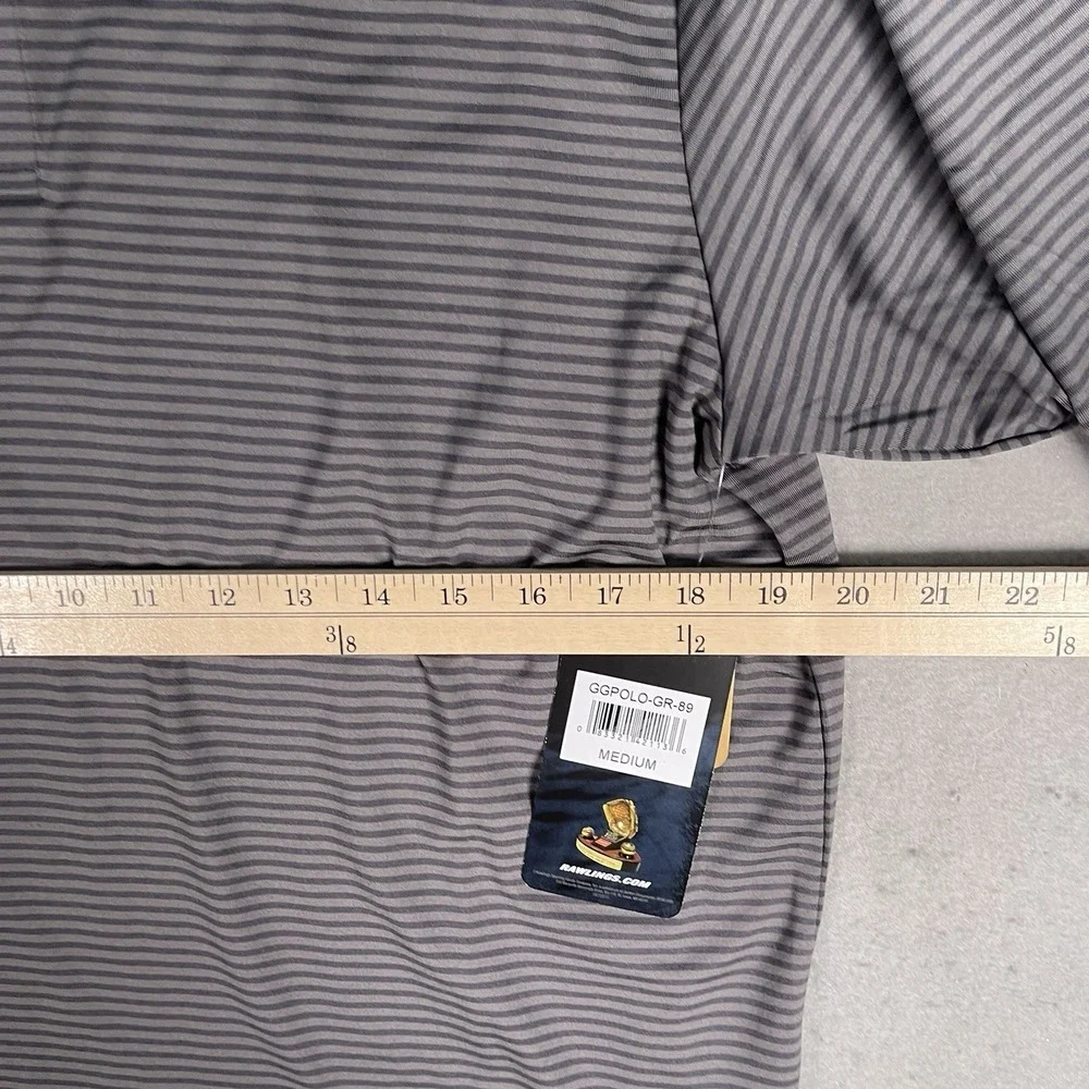 NWT Mens Rawlings Polo Short Sleeve Shirt Gold Glove Size MEDIUM Stripes Sports‎